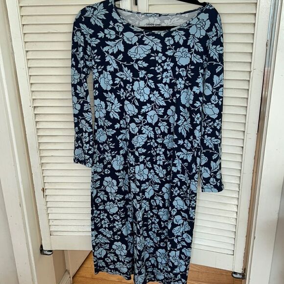 🌸 Lands’ End 💯 Pima Cotton Flower 🌺 Power Dress 👗 Incredibly Soft 3/4 sleeve - Picture 1 of 17